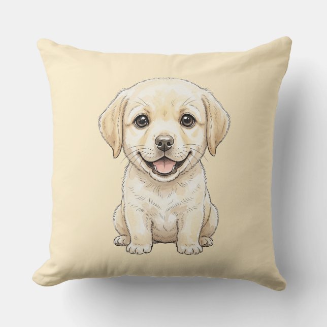De professionele bedelaar: gele Labrador Retriever Kussen (Voorkant)