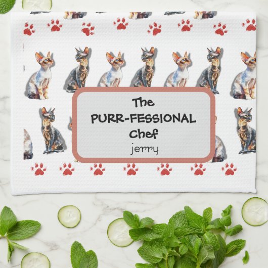 "De professionele chef-kok" Cat Lover Custom Theedoek (Gevouwen)