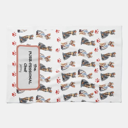 "De professionele chef-kok" Cat Lover Custom Theedoek (Horizontaal)