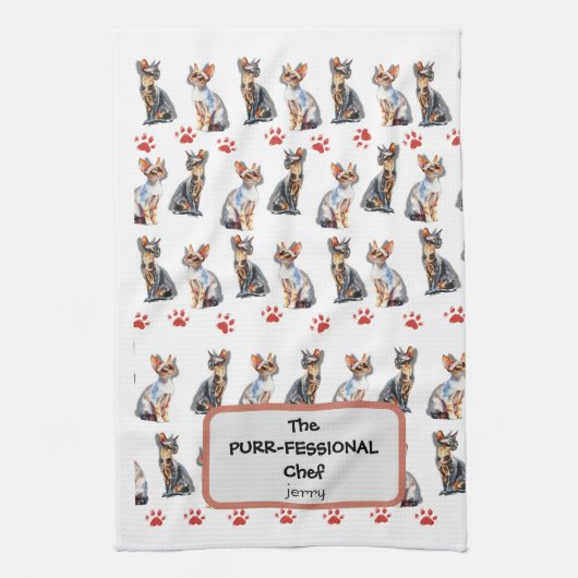 "De professionele chef-kok" Cat Lover Custom Theedoek (Verticaal)