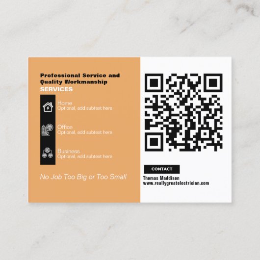 De professionele Elektriciendienst Adverteren Visitekaartje (Achterkant)