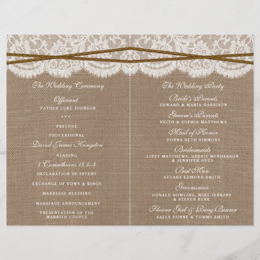 De programma's van het Rustic Hoefijzer Wedding Co (Achterkant)