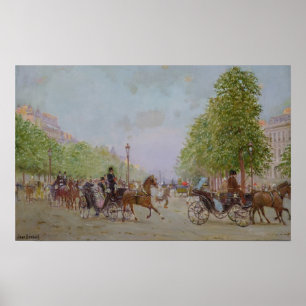 De promenade op de Champs-Elysées Poster
