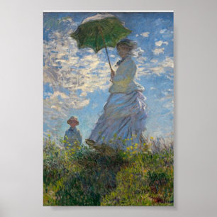De promenade, vrouwen met een parasol, Monet Poster