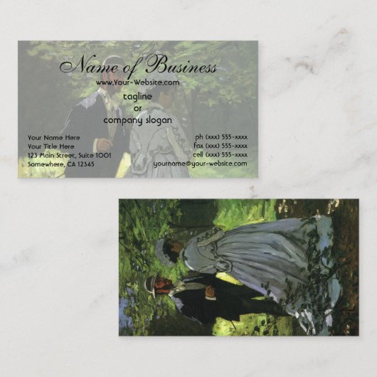 De promenaders (de rollen) van Claude Monet Visitekaartje (Voorkant / Achterkant)