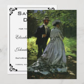 De Promenaders (De Strollers) door Monet Huwelijk Save The Date (Voorkant / Achterkant)