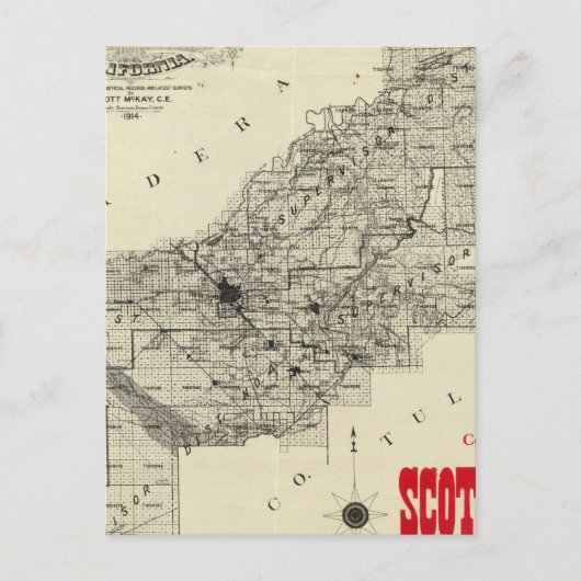 De Provincie van Fresno van de kaart, Californië Briefkaart (Voorkant)