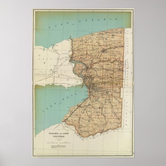 De provincies Niagara en Erie Poster (Voorkant)