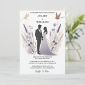 De Pruim Herfst Lente Zomer Lavendel Sage Bruiloft Kaart (Staand voorkant)