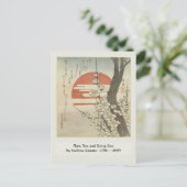 De pruimenboom en de stijgende zon briefkaart (Staand voorkant)