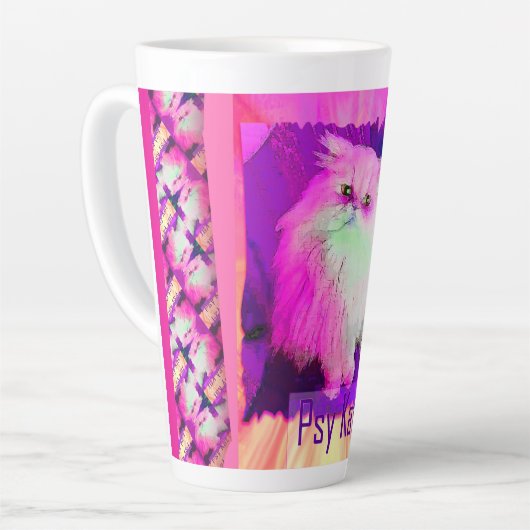 De PSY Kat / De Psychische Kat (door ACCI) Papiere Latte Mok (Linkerhoek)