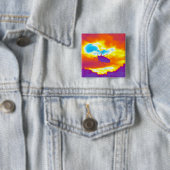 De Psychedelic Bug Vierkante Button 5,1 Cm (In situ)