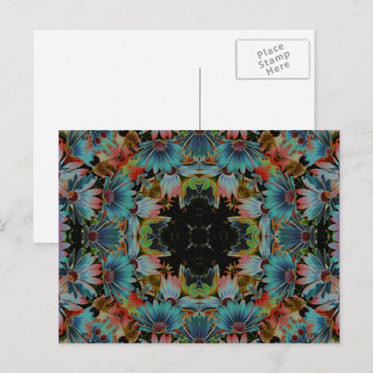 De psychedelische Bloem Postca van de Kunst van de Briefkaart (Voorkant / Achterkant)