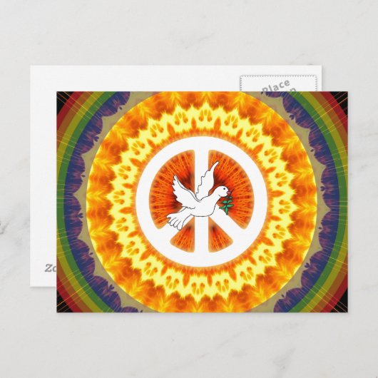 De psychedelische Duif van de Vrede Briefkaart (Voorkant / Achterkant)