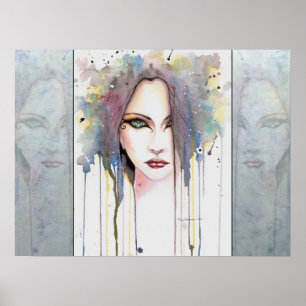 De Psychic Fantasy Woman portret Waterverf Art Poster
