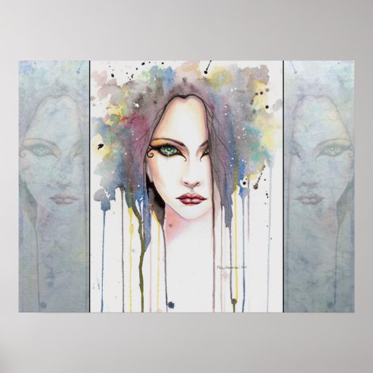 De Psychic Fantasy Woman portret Waterverf Art Poster (Voorkant)