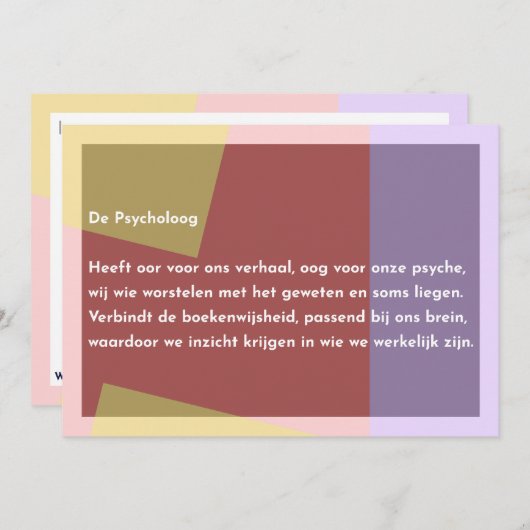 De Psycholoog Bedankkaart (Voorkant / Achterkant)