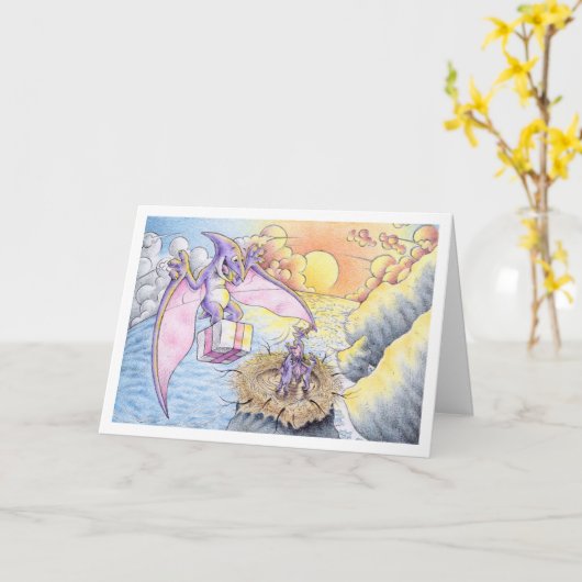 De Pterodactylus van de verjaardag Kaart (Gele Bloem)