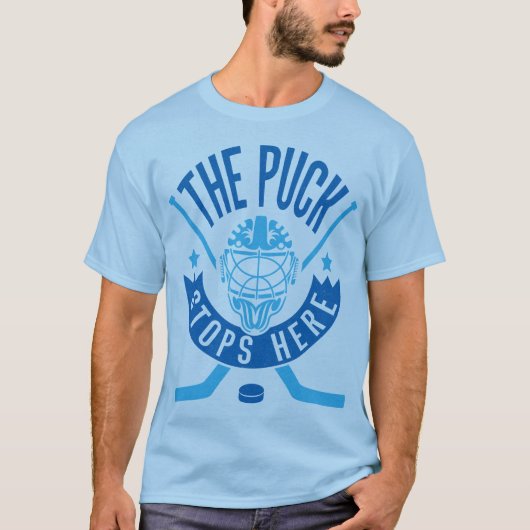 De Puck stopt hier Hockey Goalie Tee Shirt (Voorkant)