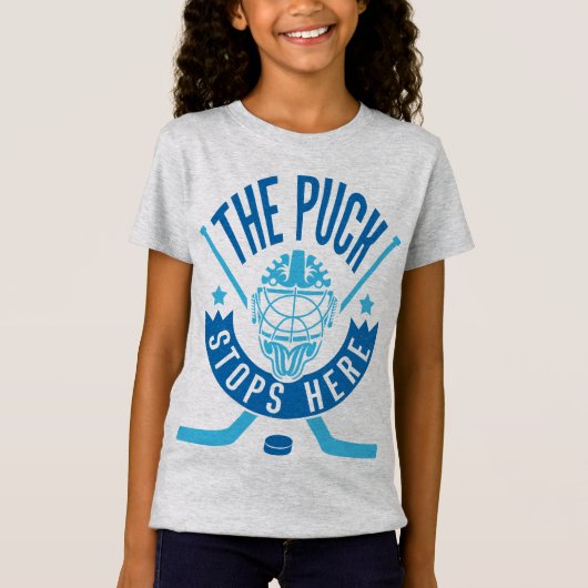 De Puck stopt hier Hockey Goalie Tee Shirt (Voorkant)
