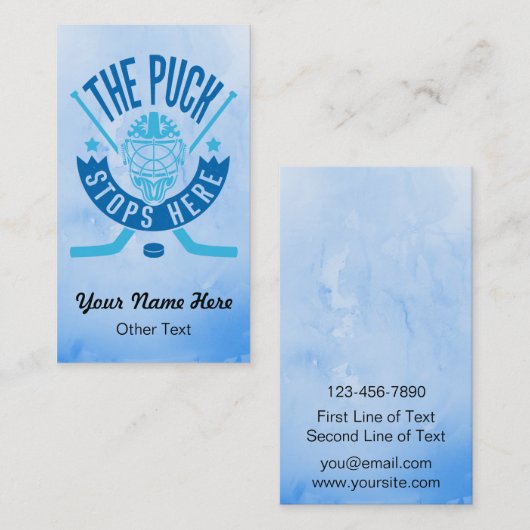 De Puck stopt hier Hockey Goalie Visitekaartjes (Voorkant / Achterkant)