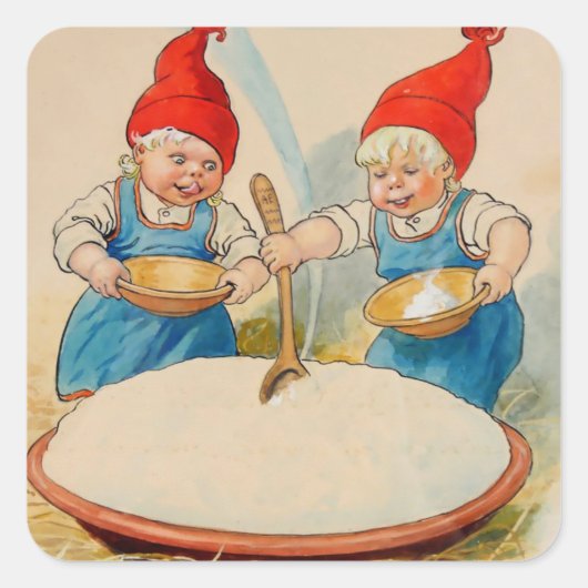 “De puddingkom” van Jenny Nystrom Vierkante Sticker (Voorkant)