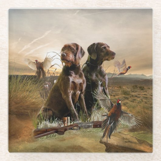 De Pudelpointer Glazen Onderzetter (Voorkant)