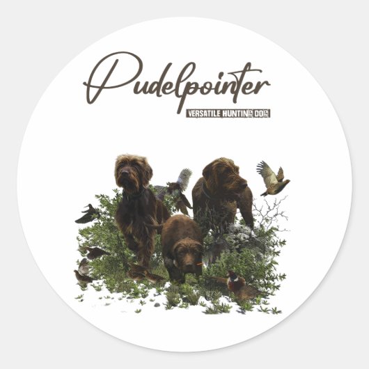 De Pudelpointer Ronde Sticker (Voorkant)