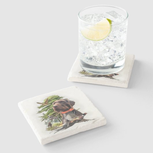 De Pudelpointer Stenen Onderzetter (Zijkant)