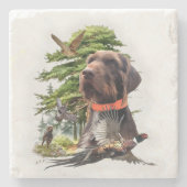 De Pudelpointer Stenen Onderzetter (Voorkant)