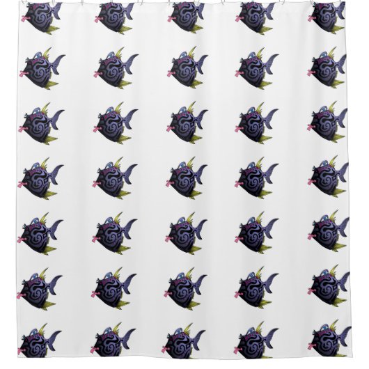 "De Puffer" vis met een hoogte Douchegordijn (Voorkant)