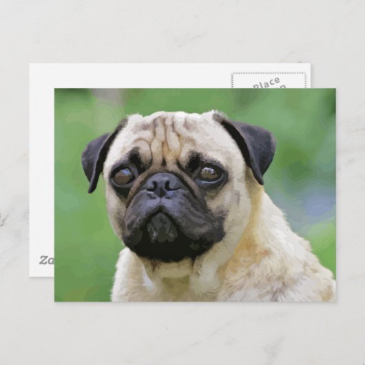 De Pug Dog Briefkaart (Voorkant / Achterkant)