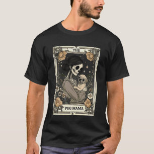 De Pug Mama Skelet Tarotkaart Vintage Puppie Hond T-shirt