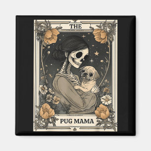 De Pug Mama Skelet Tarotkaart Vintage Puppy Hond Magneet