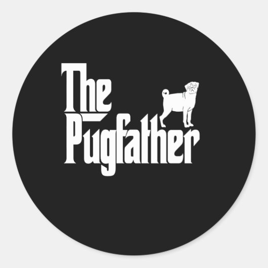 De Pugfather Cute Dog Ronde Sticker (Voorkant)