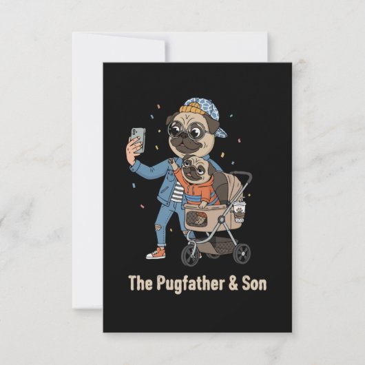 De Pugfather & Zoon | Grappige Pug Vader & Puppy S Bedankkaart (Voorkant)