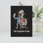 De Pugfather & Zoon | Grappige Pug Vader & Puppy S Bedankkaart (Staand voorkant)