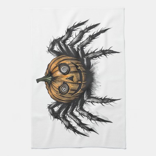 De Pumpkin Headed Crawler-witte achtergrond Theedoek (Verticaal)