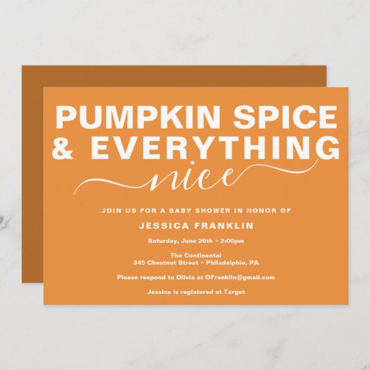 De Pumpkin Spice Baby shower Uitnodiging (Voorkant / Achterkant)