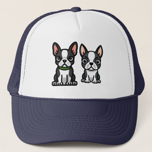 De puppies van de Boston Terrier Trucker Hat Trucker Pet (Voorkant)