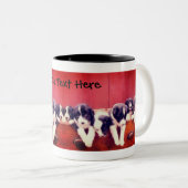 De Puppies van de Collie van de grens in toren gep Tweekleurige Koffiemok (Voorkant rechts)