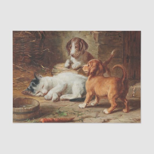 De Puppies zijn wakker van Carl Reichert Tissuepapier (Voorkant)