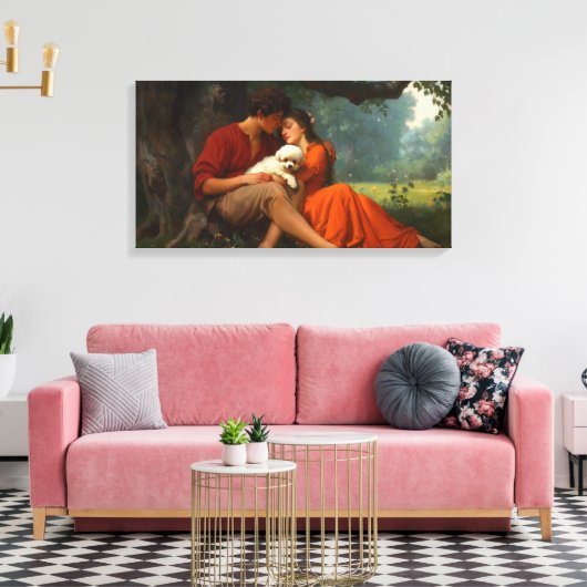 De puppy love canvas afdruk (Insitu (Woonkamer))