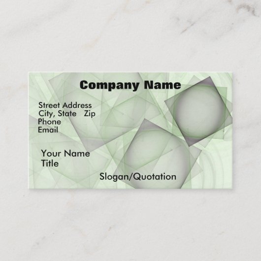 De pure Groene Abstracte Sjabloon van het Kunstwer Visitekaartje (Voorkant)
