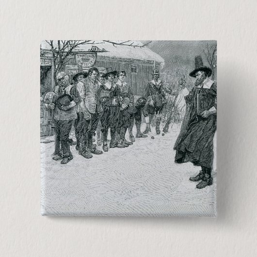 De Puritan Governor Vierkante Button 5,1 Cm (Voorkant)