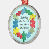 De puzzel oplossen...Blauw siermiddel Metalen Ornament (Links)