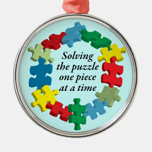 De puzzel oplossen...Blauw siermiddel Metalen Ornament (Voorkant)