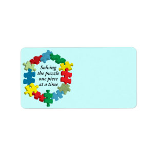 De puzzel oplossen... Blauwe Adresetiketten Etiket