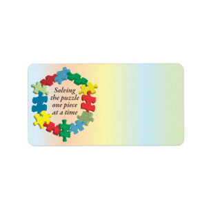 De puzzel oplossen...Regenboog Adresetiketten Etiket