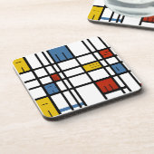 De puzzel van Amsterdam (Mondriaan-stijl) Onderzetter (Linkerzijde)